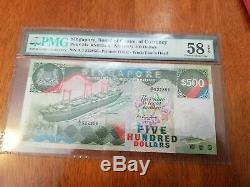 Singapore 500 Dollars P24a PMG 58 EPQ 1988 SHIP ARMED FORCES UNC CURRENCY MONEY