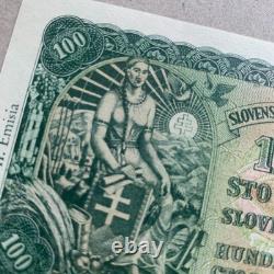 Slovakia, 100 Korun Banknote 1940 P10a WWII WW2 era UNC Currency B999