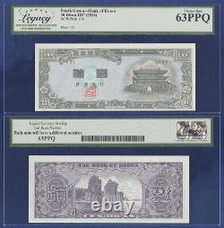 South Korea Rare Key Date 10 Hwan 4287 1954 Lcg Graded Ch Unc 63 Ppq