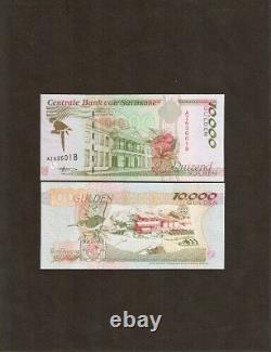 Suriname 10000 GULDEN P-145 1997 BIRD Flower Mining UNC Rare World Currency NOTE