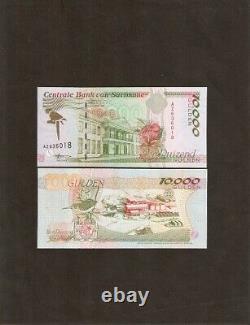 Suriname 10000 GULDEN P-145 1997 BIRD Flower Mining UNC Rare World Currency NOTE