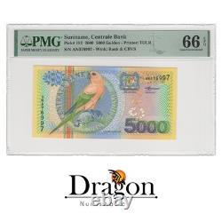 Suriname 5000 Gulden 2000PMG 66 EPQ Gem UncP-152 TDLR Wmk Bank & CBVS