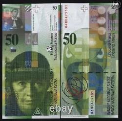Switzerland 50 FRANCS P-71 2004 Swiss Artwork UNC World Currency Rare BANK NOTE