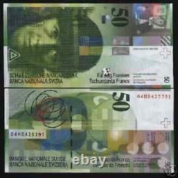 Switzerland 50 FRANCS P-71 2004 Swiss Artwork UNC World Currency Rare BANK NOTE