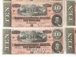 T-68 $10 1864 Confederate States Currency Civil War 6 CONSECUTIVE NOTES UNC