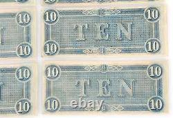 T-68 $10 1864 Confederate States Currency Civil War 6 CONSECUTIVE NOTES UNC