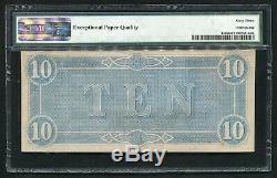 T-68 1864 $10 Csa Confederate States Of America Currency Note Pmg Unc-63epq