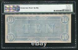 T-68 1864 $10 Csa Confederate States Of America Currency Note Pmg Unc-63epq (b)
