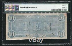 T-68 1864 $10 Csa Confederate States Of America Currency Note Pmg Unc-63epq (c)