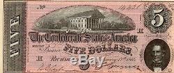 T-69 $5 1864 Confederate Currency CSA UNC Exceptional Quality