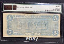 T-69 $5 1864 Confederate States Bank Note Civil War Confederacy Money PMG UNC 62