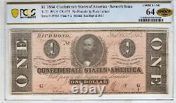 T-71 PF-9 1864 $1 Confederate Paper Money PCGS-B Choice Unc 64 CHOICE