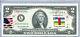Two Dollar Bill Small Size Us Paper Money $2 Gem Unc Currency Notes African Flag