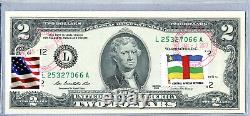 Two Dollar Bill Small Size US Paper Money $2 Gem Unc Currency Notes African Flag