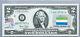 Two Dollar Bill Us Currency Notes Paper Money Usa $2 Unc Stamp Flag Sierra Leone