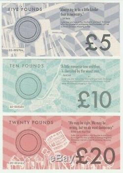 UK Hay on Wye £5 5 £10 10 £20 20 Pound UNC Local Currency Banknote Set 3 pcs