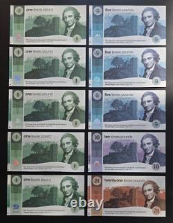 UK Lewes 1 5 10 21 Pound UNC Local Currency 4th Issue Banknote Set 10 pcs