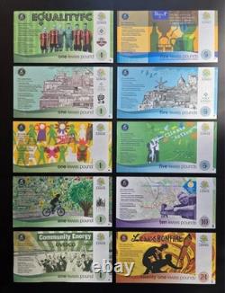UK Lewes 1 5 10 21 Pound UNC Local Currency 4th Issue Banknote Set 10 pcs