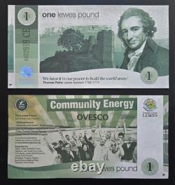 UK Lewes 1 5 10 21 Pound UNC Local Currency 4th Issue Banknote Set 10 pcs