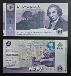 UK Lewes 1 5 10 21 Pound UNC Local Currency 4th Issue Banknote Set 10 pcs