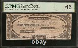 UNC 1830s $1 DOLLAR WINDSOR VERMONT BANK NOTE CURRENCY OLD PAPER MONEY PMG 63