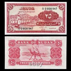 UNC 1964 Sudan 25 Piastres Banknote Camel Postman Currency Paper Money Rare P#6a