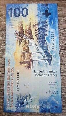UNC Banknote Switzerland 100 Francs 2018 Currency. One Hundred Swiss Franc Bill