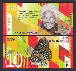 USA 2016 Local Currency BALTIMORE NOTE Ten ($10) Bea Gaddy UNC