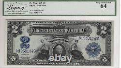 USA $2 Dollars Silver Certificate Banknote (1899) LCG UNC-64 FR-256 Prefix N