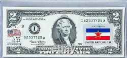 US Currency Notes Two Dollar Bill Paper Money $2 Gem Unc Stamped Flag Yugoslavia