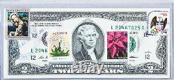 US Currency Paper Money Gem Unc 2 Dollar Stamp Christmas Holyday Gift Collection