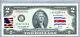 Us Currency Paper Money Unc Two Dollar Stamp $2 Lucky Money Note Flag Costa Rica