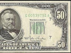 Unc 1950 $50 Dollar Bill Federal Reserve Note Us Currency Crisp Paper Money