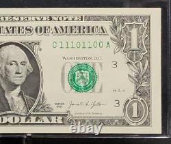 Unc True Binary Note11101100 Fancy Serial Number $1 Us Dollar Bill Currency