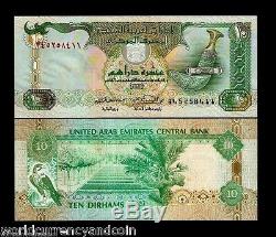 United Arab Emirates 10 Dirhams P20 2001 Pair Sparrow Hawk Unc Currency Money