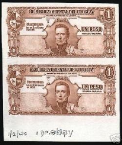 Uruguay 1 Peso P-35 1939 Rare Uncut Unc Proof Ship Cow Latino Currency Bank Note