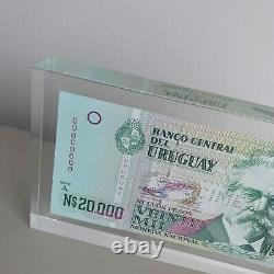 Uruguay 20000 Pesos Banknote 1989 P69s UNC Specimen in Acrylic Block Currency
