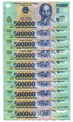 VIETNAM 5 MILLION DONG CURRENCY= 10 x 500,000 500000 Banknote About UNC