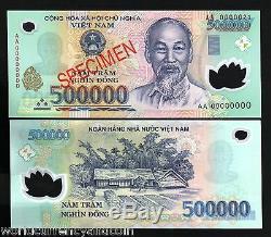 Vietnam 500000 Dong P124 Specimen Polymer Hcm Unc Currency Money Bill Banknote