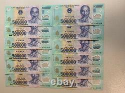 Vietnamese 25 Million Dong. 500000 x 50 Vnd Banknotes. Unc Vietnam Currency