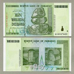 Zimbabwe 100 50 10 Trillion Dollars banknotes set AA 2008 UNC currency bills