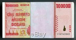 Zimbabwe 100 Million Dollars x 50pcs AA 2008 P80 1/2 bundle UNC currency bills