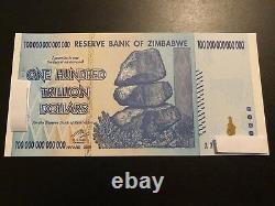 Zimbabwe 100 Trillion Dollar $ UNC 2008 AA Banknote/Authentic Currency