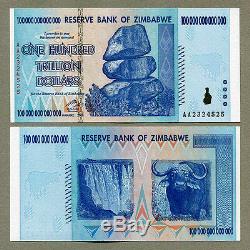 Zimbabwe 100 Trillion Dollars & 1 Cent Bearer Cheque P91 P33 UNC currency bills