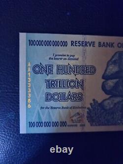 Zimbabwe 100 Trillion Dollars 2008 AA Banknote New Choice UNC Zim Currency