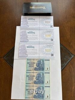 Zimbabwe 100 Trillion Dollars 2008 AA Banknote New UNC Zim Currency (3) withCOA