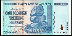 Zimbabwe 100 Trillion Dollars 2008 AA P-91 Banknote Crisp UNC Zim Currency withCOA