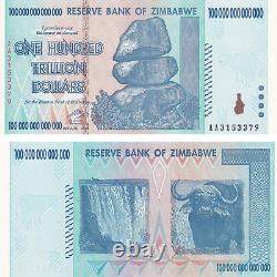 Zimbabwe 100 Trillion Dollars 2008 AA P-91 Banknote UNC Rare Z$100T Currency ZIM