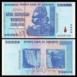 Zimbabwe 100 Trillion Dollars, AA, 2008 Series, P-91, UNC, Banknote Currency