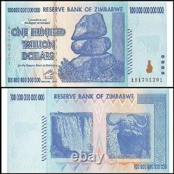 Zimbabwe 100 Trillion Dollars, AA /2008 Series, UNC, Banknote Currency